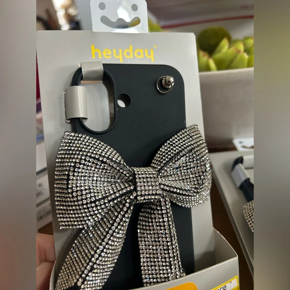 NWT Hey Day Rhinestone Bow Phone Case - Black Silver